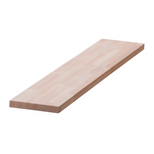 Unbehandelte Leimholzplatte Buche, 120x20x2,8 cm, ideal für Regalböden und Möbelbau.