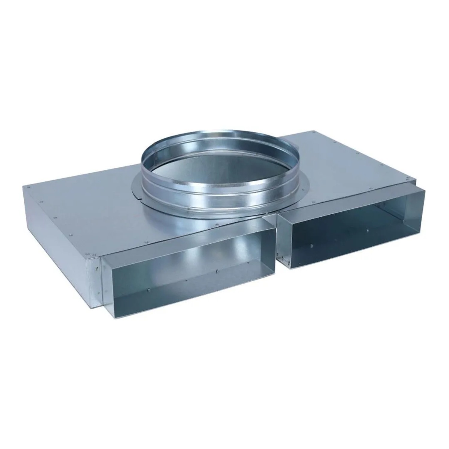 Subtiel Flachkanal Verteiler 300 x 90 mm Zwei Eingänge Ein Ausgang Ø 300 mm