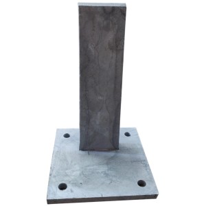 Verzinkter T&J Pfostenträger für Steckzaun, 13x13x50cm, zur Montage von Zaunpfosten.