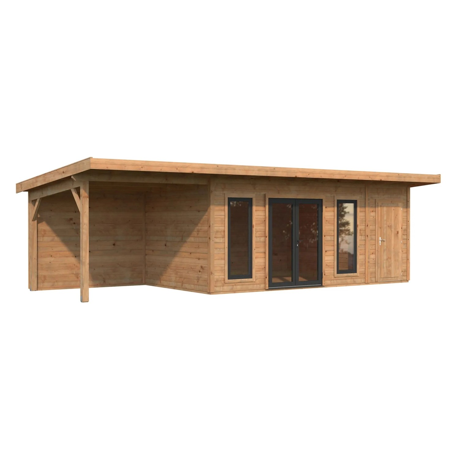 Palmako Holz-Gartenhaus Aurelia Pultdach Tauchgrundiert 889 cm x 300 cm 24,6 m²