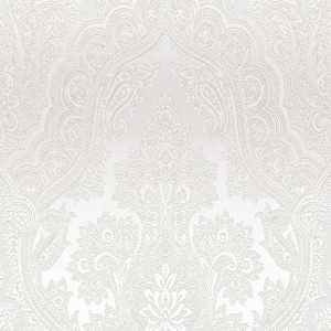 Grau-perlmuttfarbene Barock Tapete mit glitzerndem Paisley-Muster von PROFHOME.