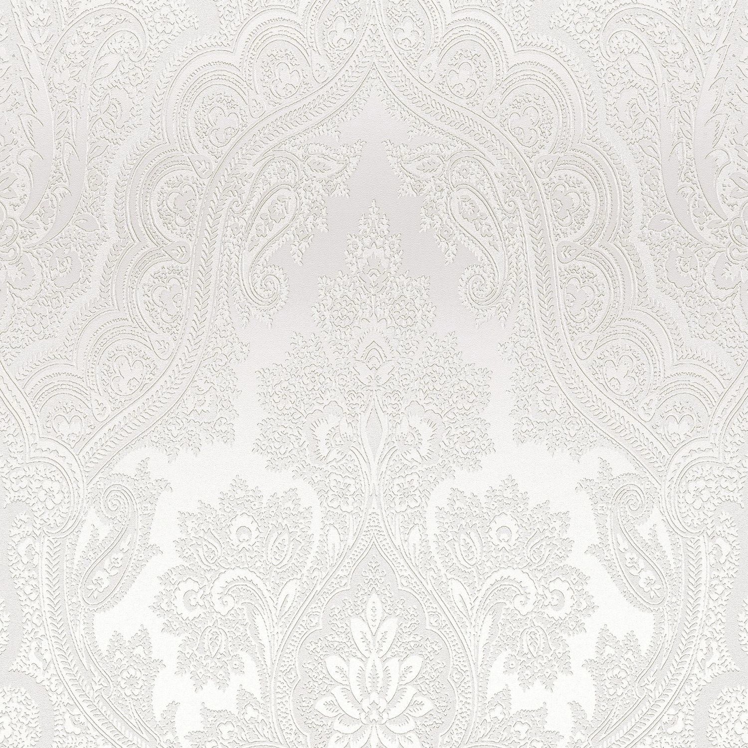 PROFHOME 387084-GU Barock Tapete Paisley glitzernd Grau Perl-hell-Grau 0,53 günstig online kaufen