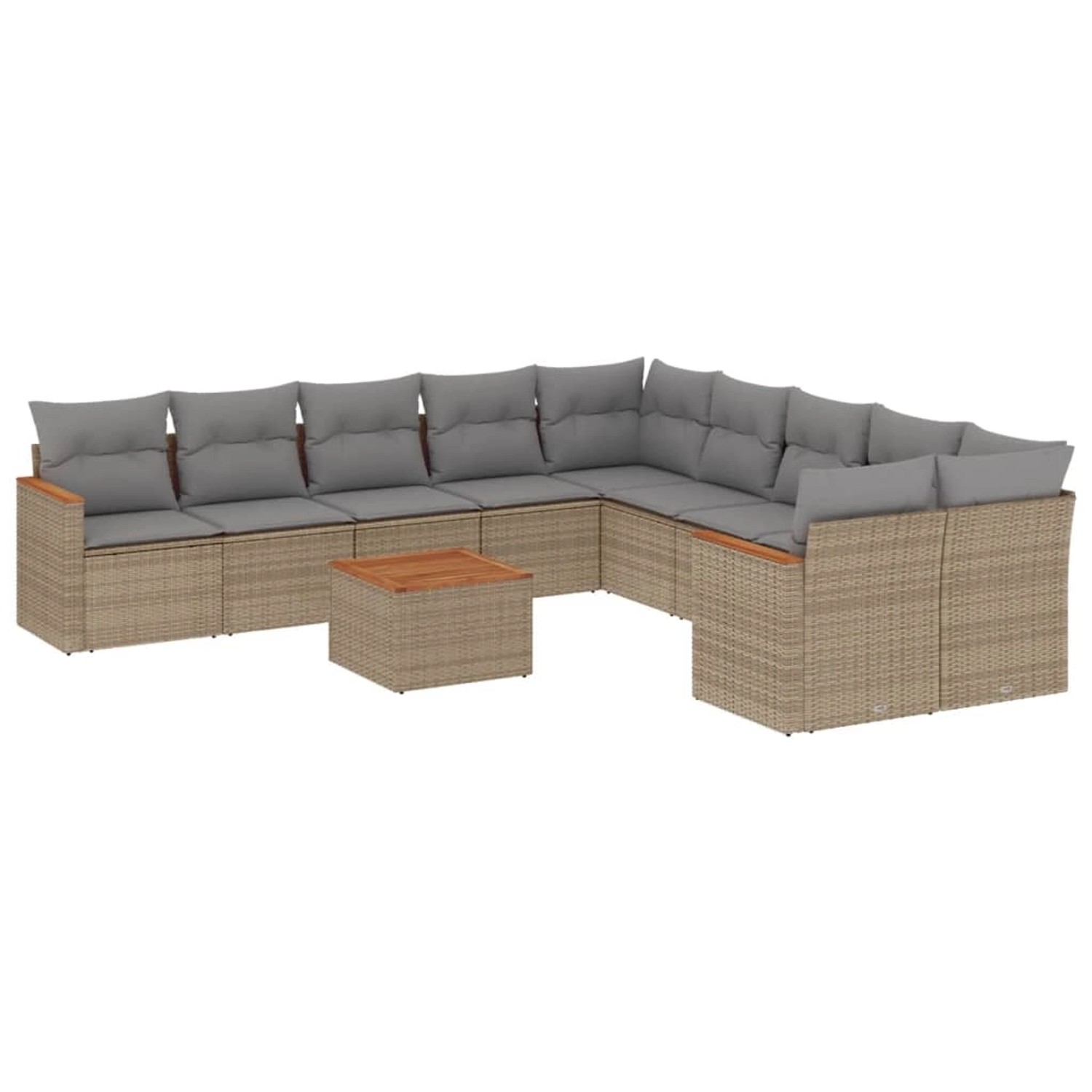 vidaXL 11-Tlg Garten-Sofagarnitur mit Kissen Beige Poly Rattan 3258762