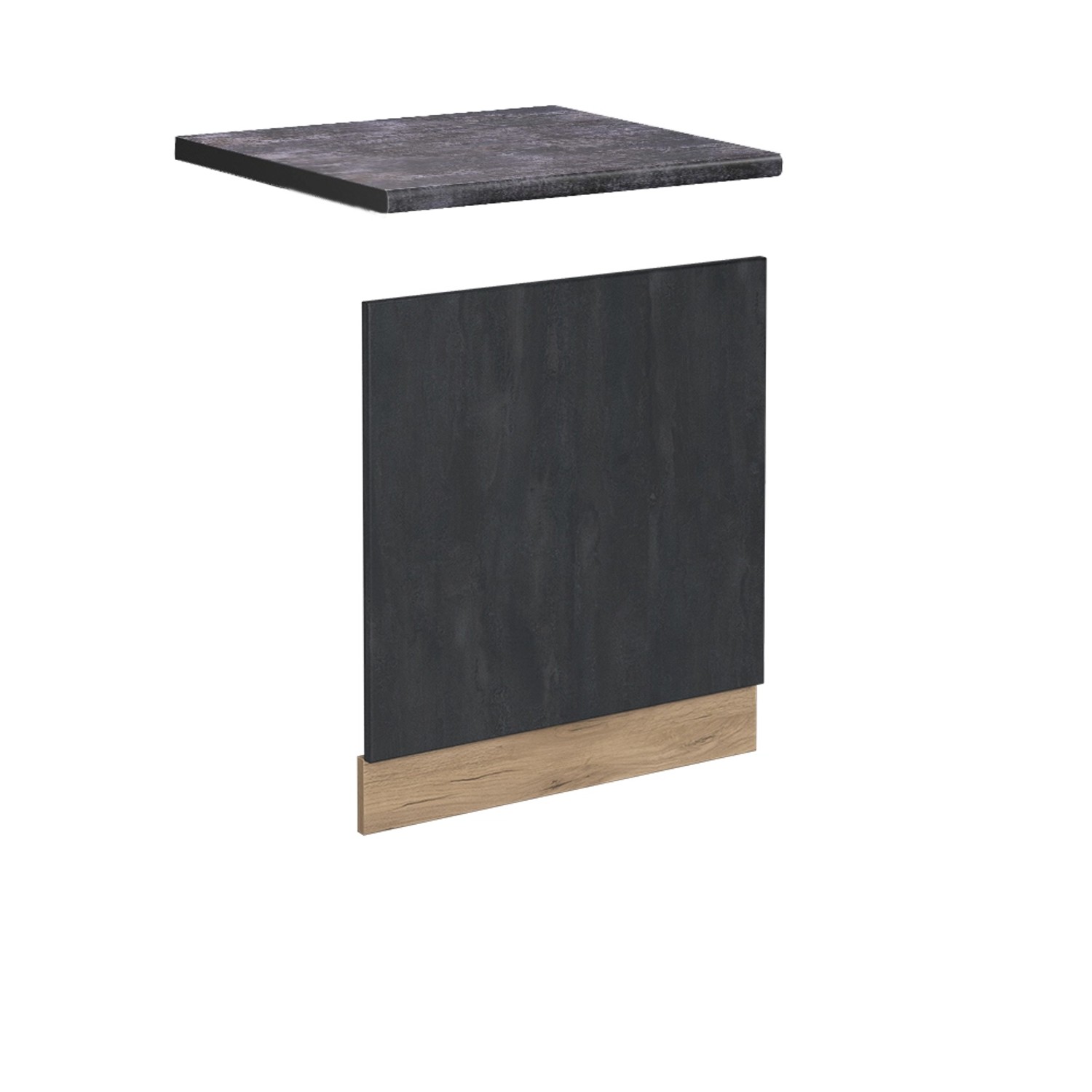 Vicco Frontblende R-Line Schwarz Beton/Goldkraft Eiche 60 cm AP Anthrazit