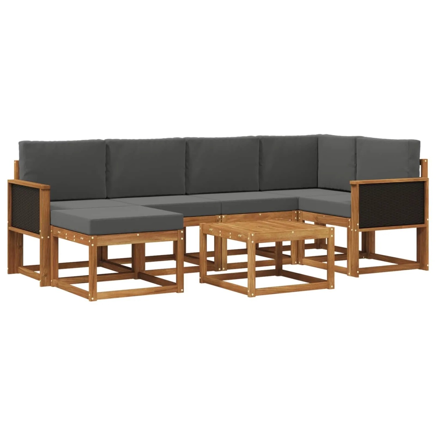 vidaXL Outdoor-Sofagarnitur mit Kissen 7 Stk Natur und Anthrazit 3385363