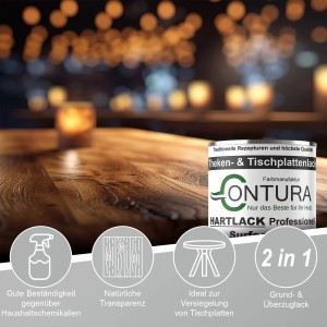 Contura Hartlack, Treppenlack & Universallack, 375ml Dose. Klarlack für Tischplatten und Möbel.