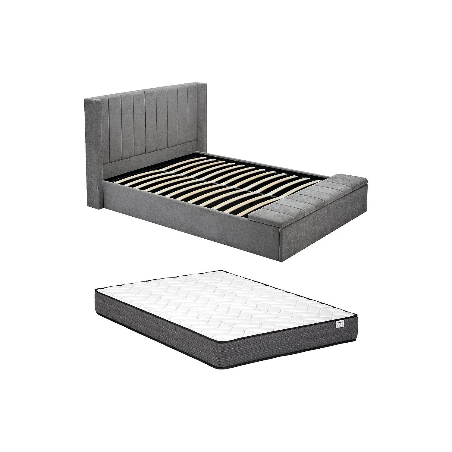 Vente-unique Bett Mit Bettkasten Douino Grau 162 cm