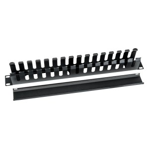 HMF 65451-02 Kabelmanagement mit Abdeckung für Serverschrank 19 Zoll 1 HE Schwarz