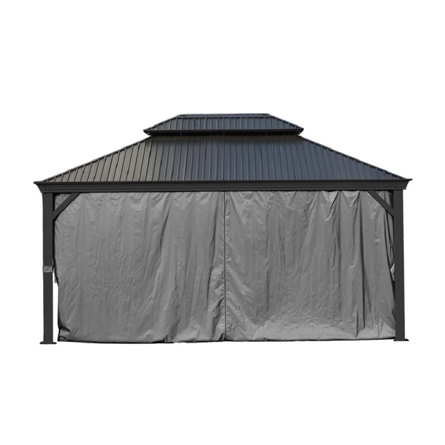 Jet-Line Gartenpavillon Bagdad mit Metalldach und Vorhängen in Anthrazit, 3,65x3,65m.