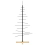 Schwarzer vidaXL Weihnachtsbaum aus Metall mit Holzständer, 120 cm hoch.