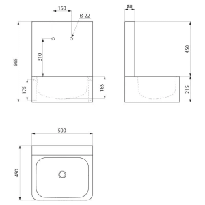 Delabie Handwaschbecken Hygiene 2 Hl. D22 MA150 Edelstahl 1.4301 sat.