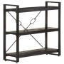 Schwarzes Bücherregal aus Mangoholz und Stahl mit 3 Ablagen, Industrial-Design, stabilen X-Streben.