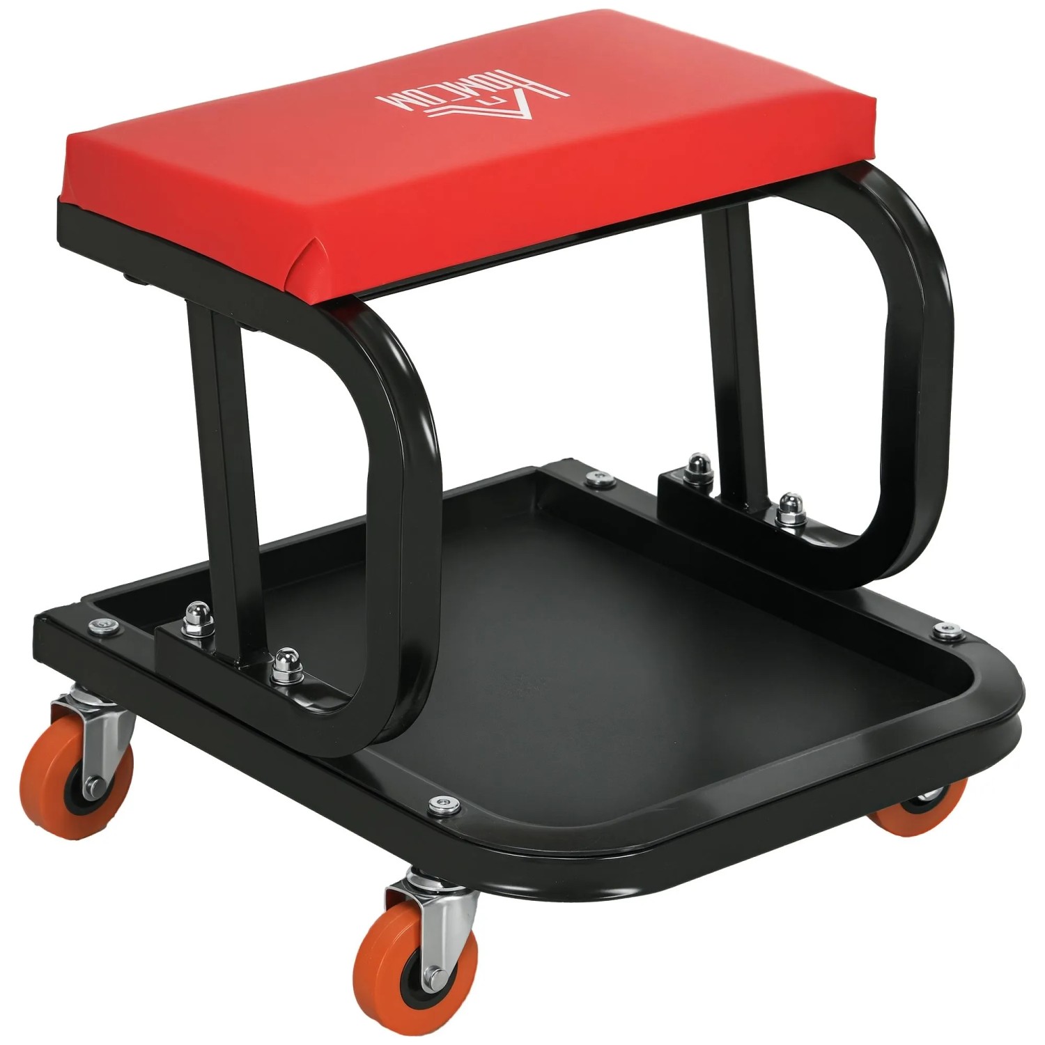 HOMCOM Werkstatthocker Stahl Kunstleder Rot 38L x 35B x 37H cm