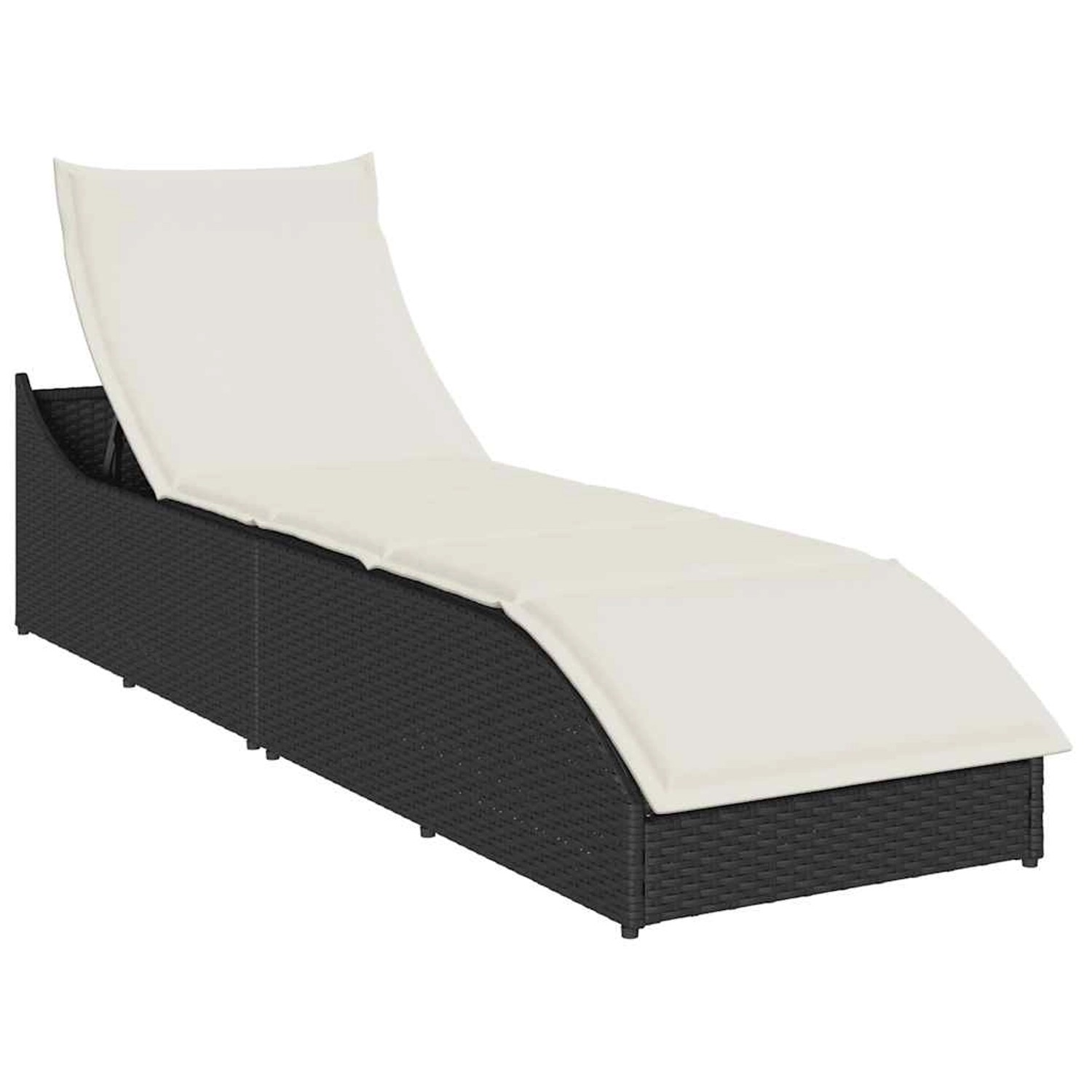 vidaXL Klappliege mit Auflage und Stauraum Schwarz Poly-Rattan 4104220