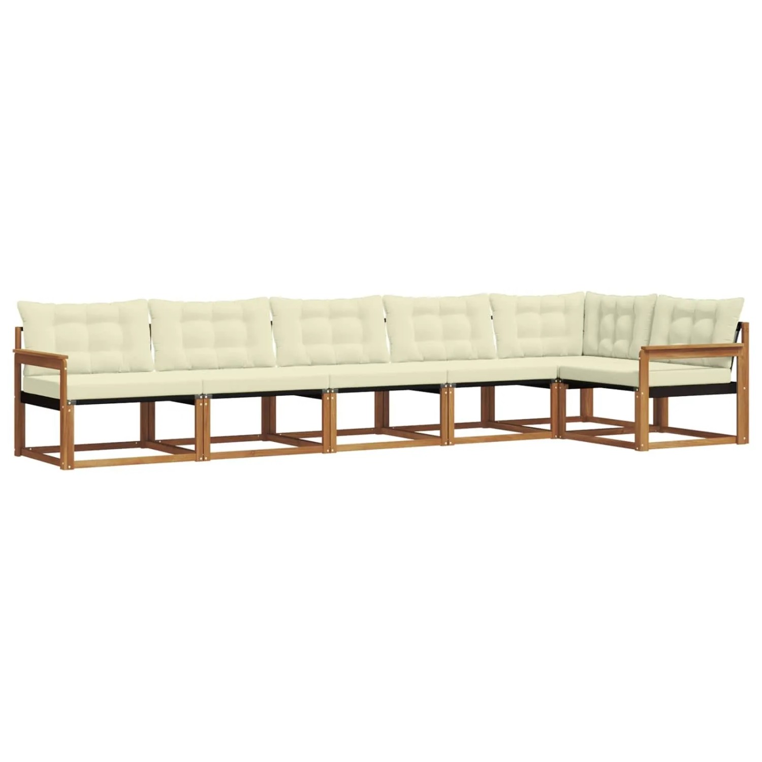 vidaXL Outdoor-Sofagarnitur mit Kissen 6-Tlg Natur und Creme 3369497