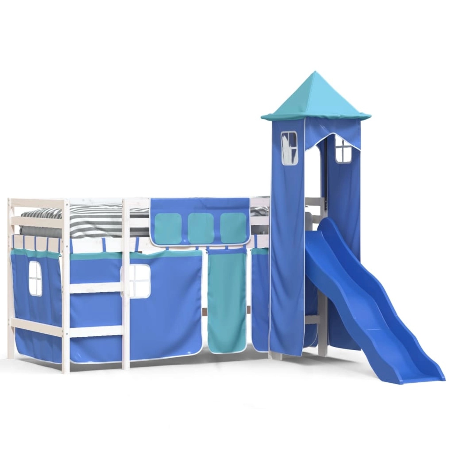 vidaXL Kinderhochbett mit Turm Blau 80x200 cm Massivholz Kiefer1929948 günstig online kaufen
