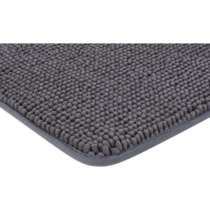 Dunkelgraue baliv Badematte (40x60 cm) aus Polyester, Detailansicht.