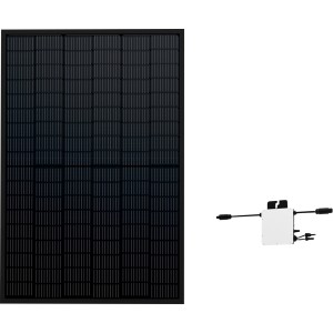 Greensolar Balkonkraftwerk SKW400 Basic-Set Schwarz mit Solarmodul und Wechselrichter.