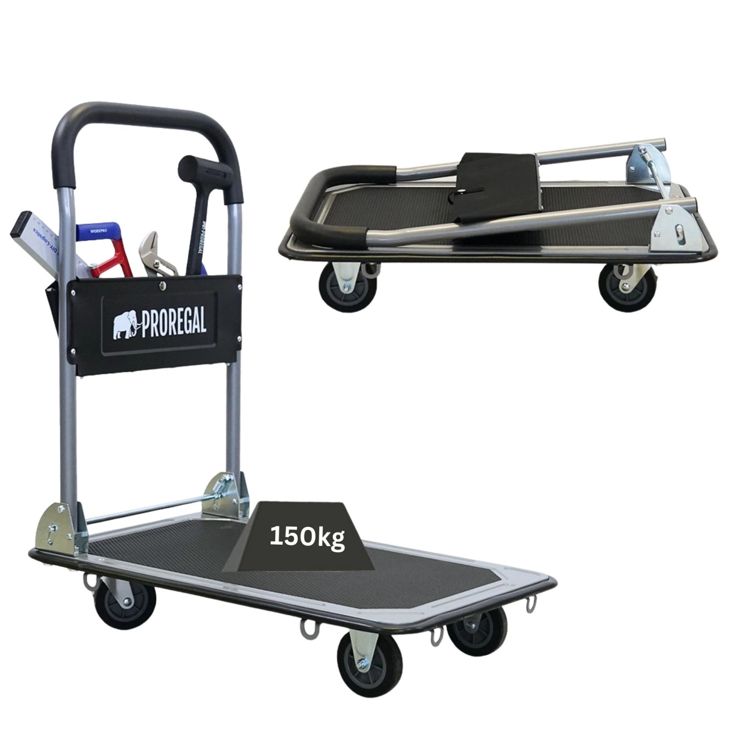 PROREGAL Klappbarer Profi-Transportwagen RHINO 150 Werkzeugtasche & 6 Siche günstig online kaufen