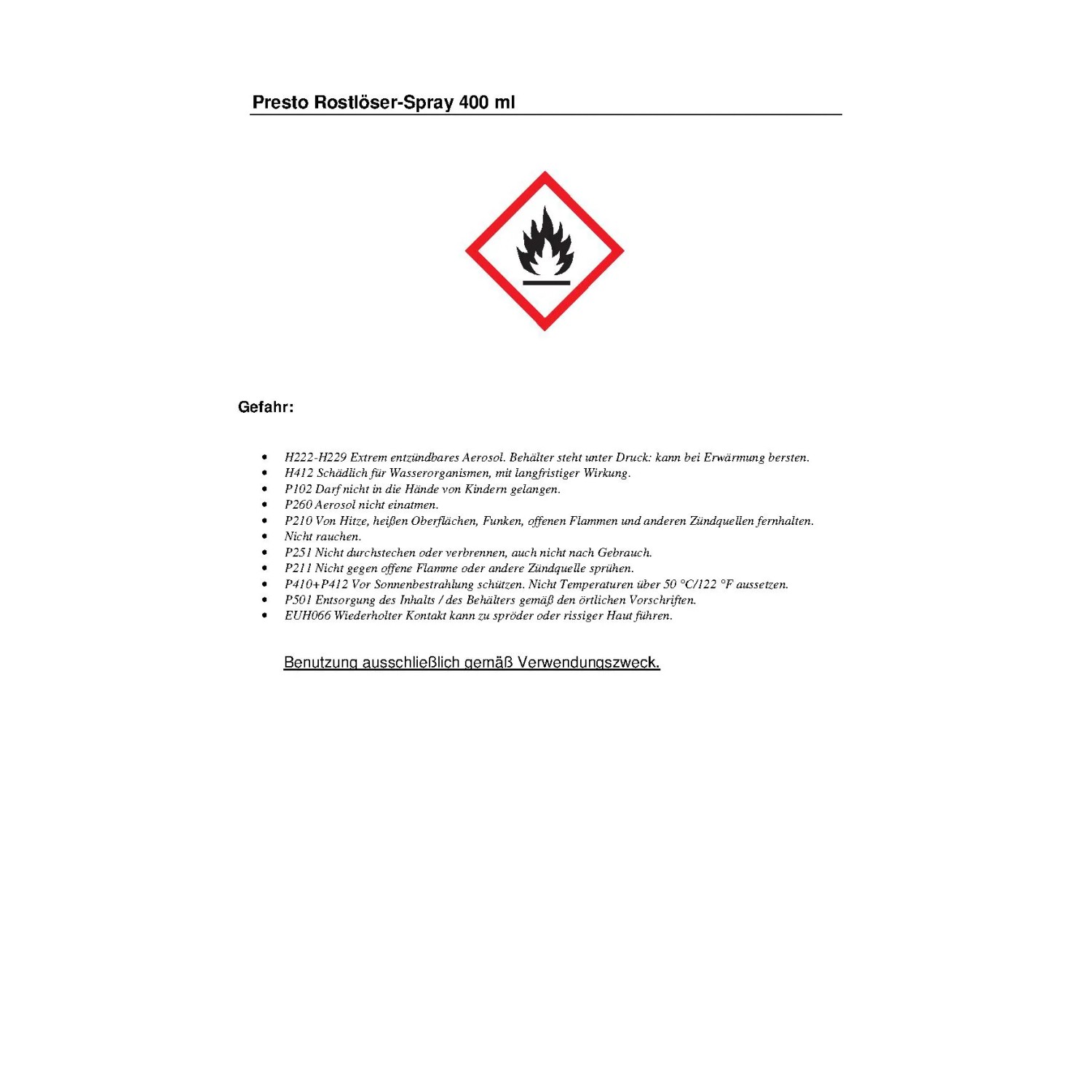 Presto Rostlöser-Spray 400 ml