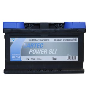 Cartec Power SLI Autobatterie, 12V 72Ah 680A, wartungsfrei und langlebig für zuverlässige Startkraft.