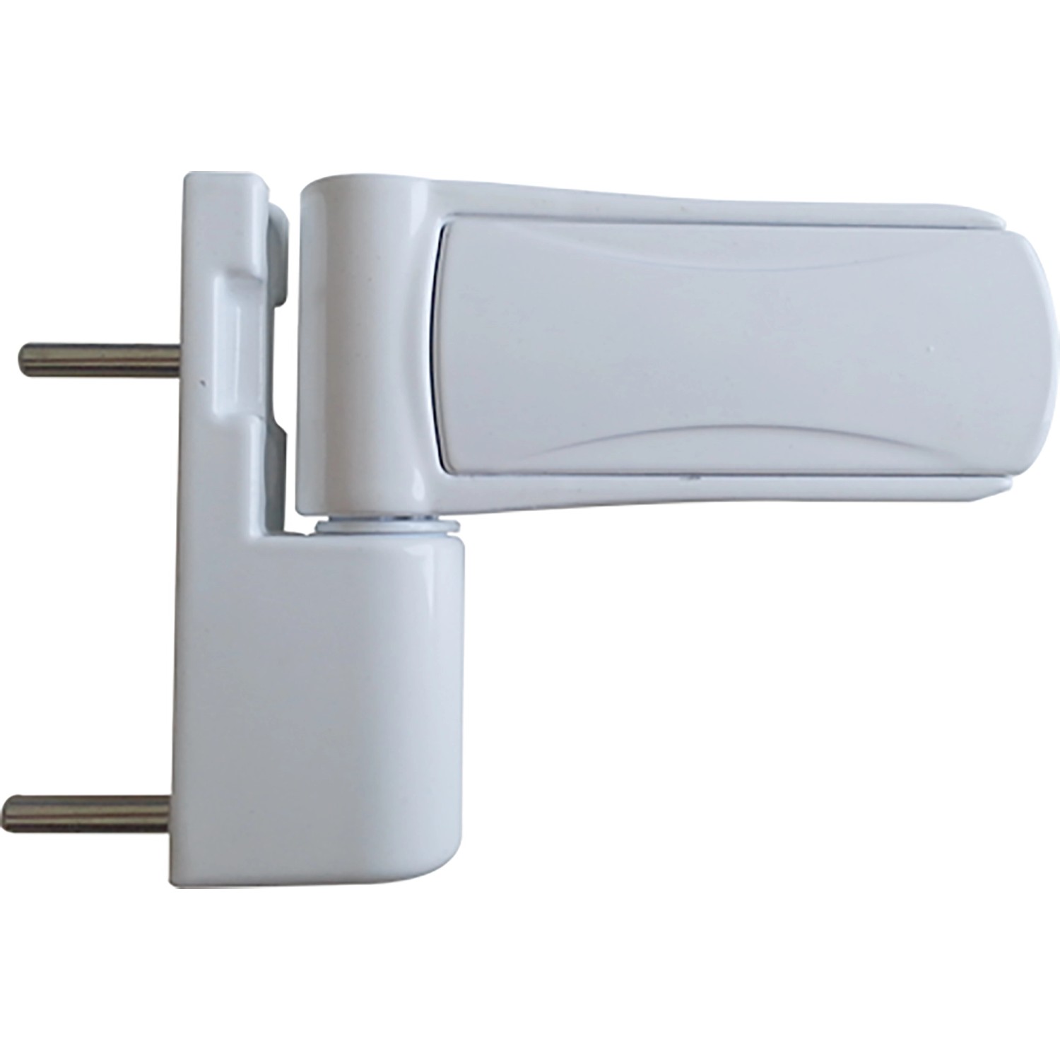 Detailaufnahme eines weißen Türbandes für Kunststoff-Nebeneingangstüren.