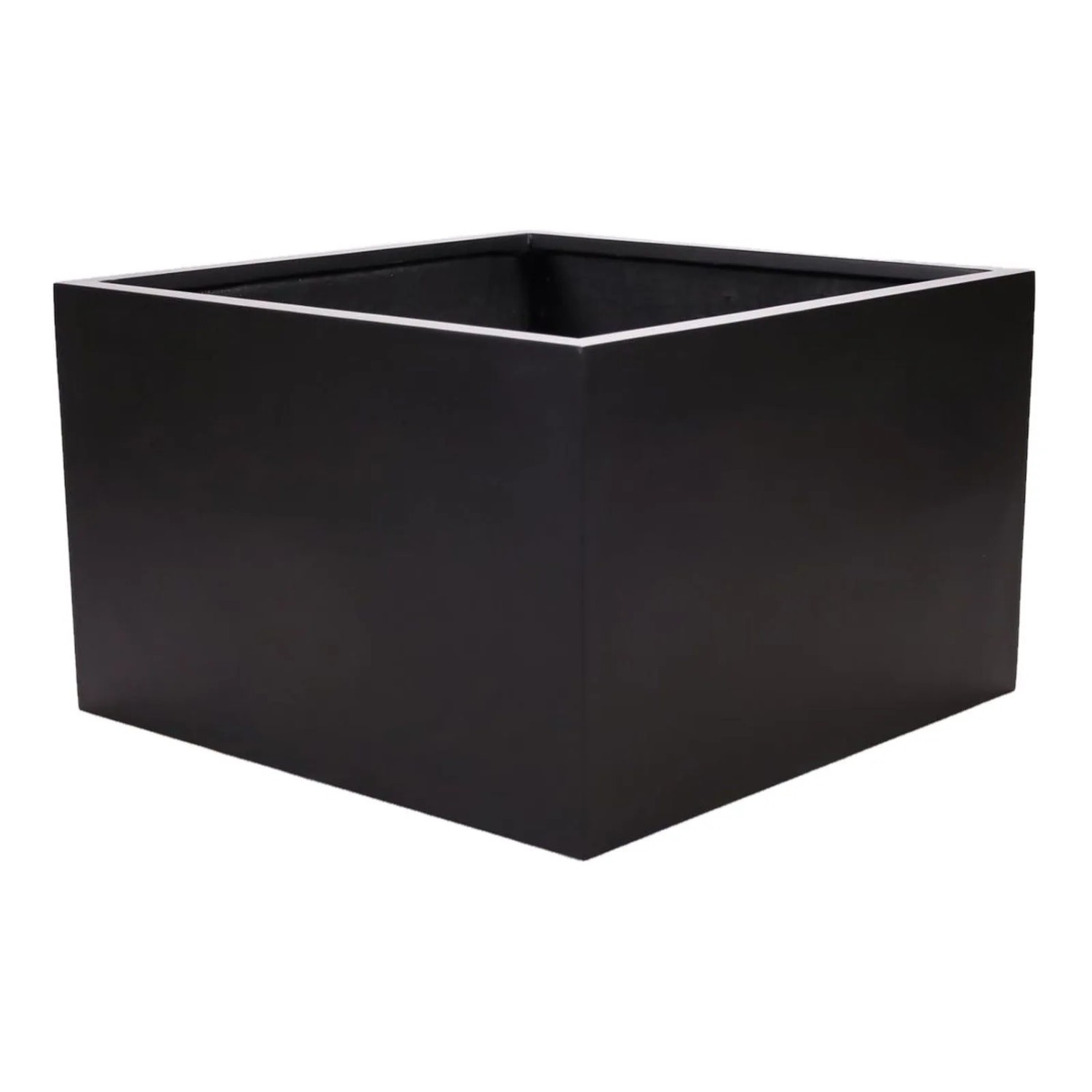 Elegant Einrichten Pflanzkübel Fiberglas Niedrige Quadratisch 90x90x60cm Schwarz-matt
