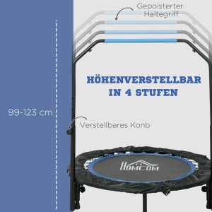 HOMCOM Fitness-Trampolin, faltbar mit verstellbarem Haltegriff. Ideal für das Training zu Hause.