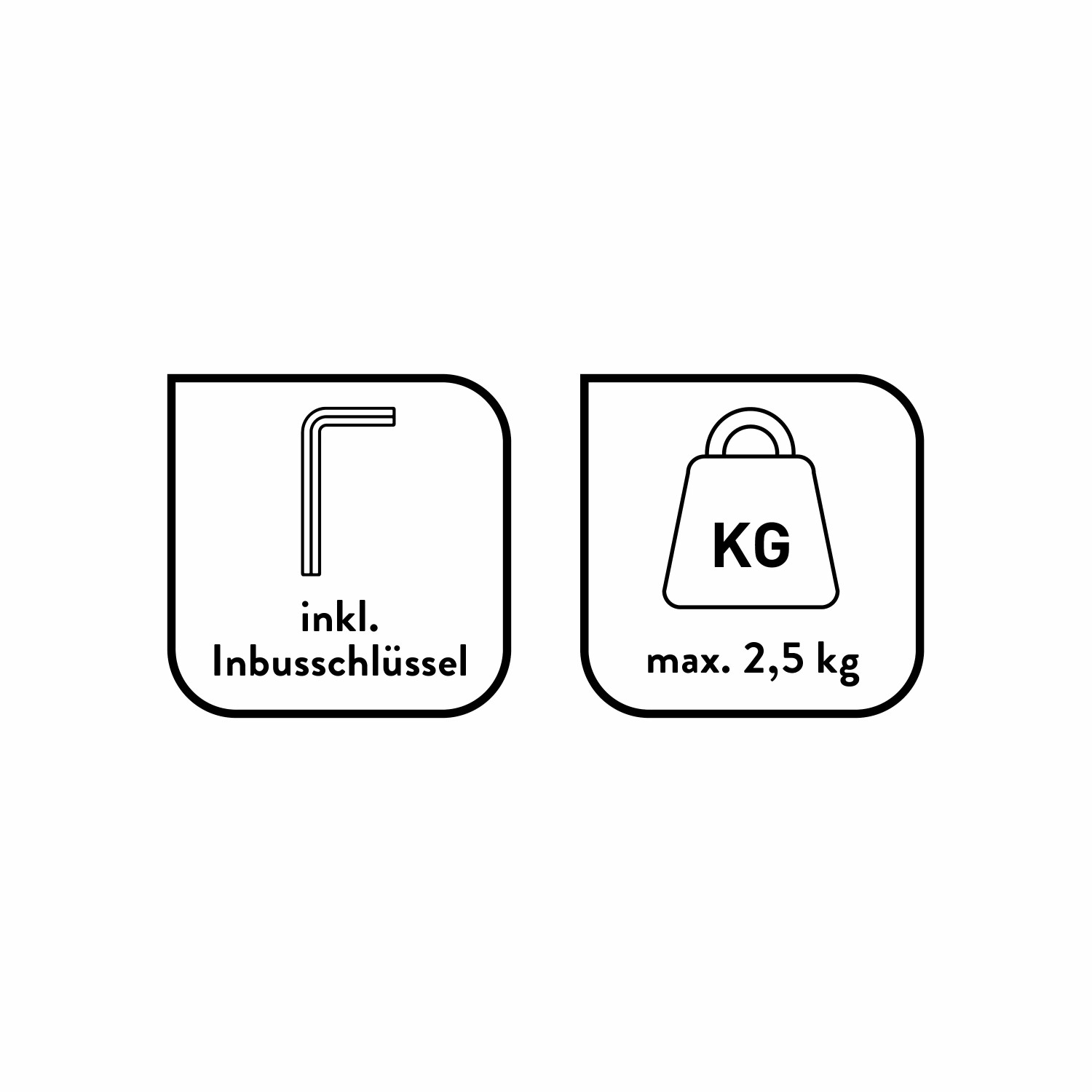 Symbole: Inbusschlüssel inklusive, max. Belastung 2,5 kg für baliv Handtuchhalter.
