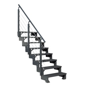 Dolle Außentreppe Gardentop, 8 Stufen, anthrazit mit Geländer. Ideal für den Garten.