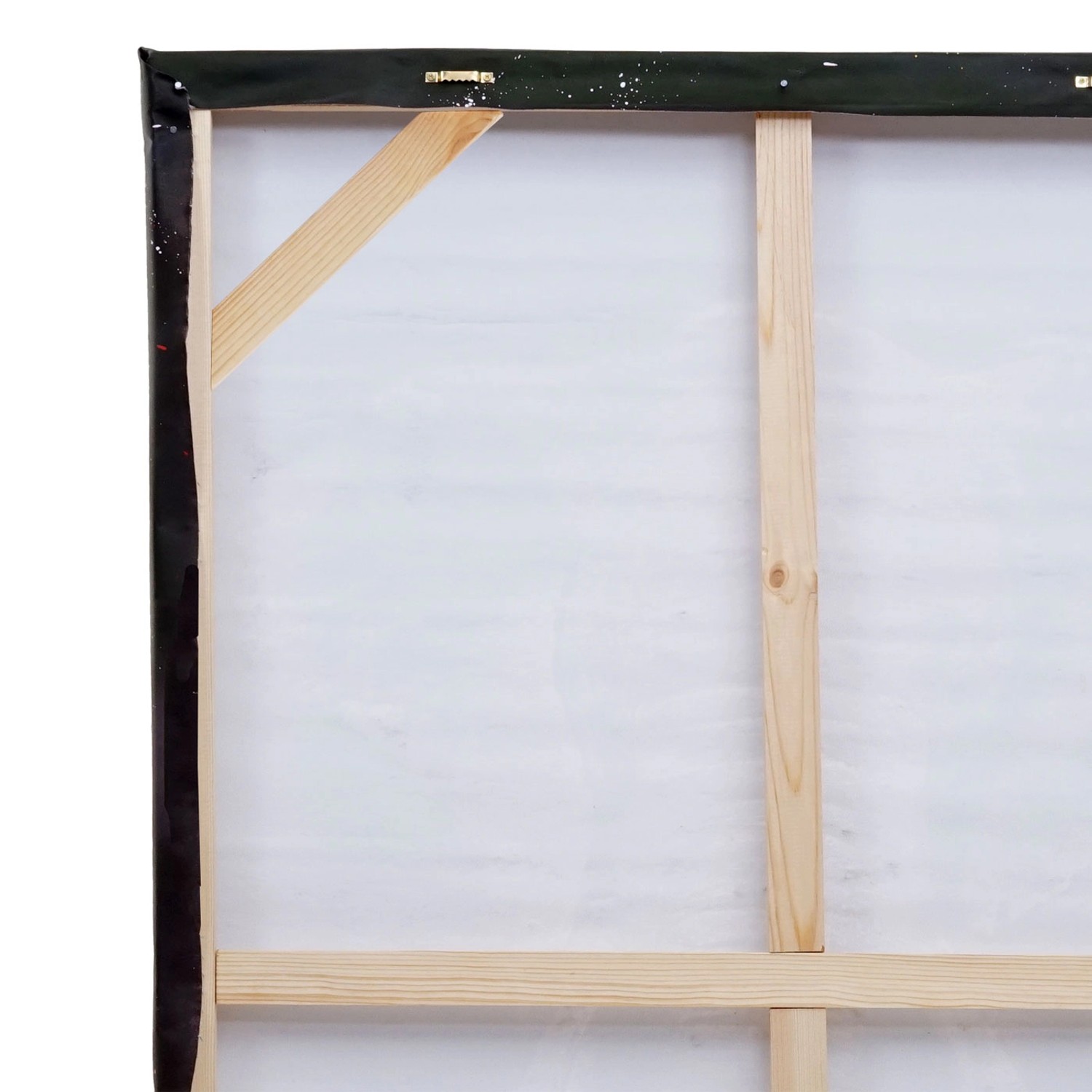 Rückseite des handgemalten Ölgemäldes Elefant 150x100cm auf Holzrahmen, Wanddeko.