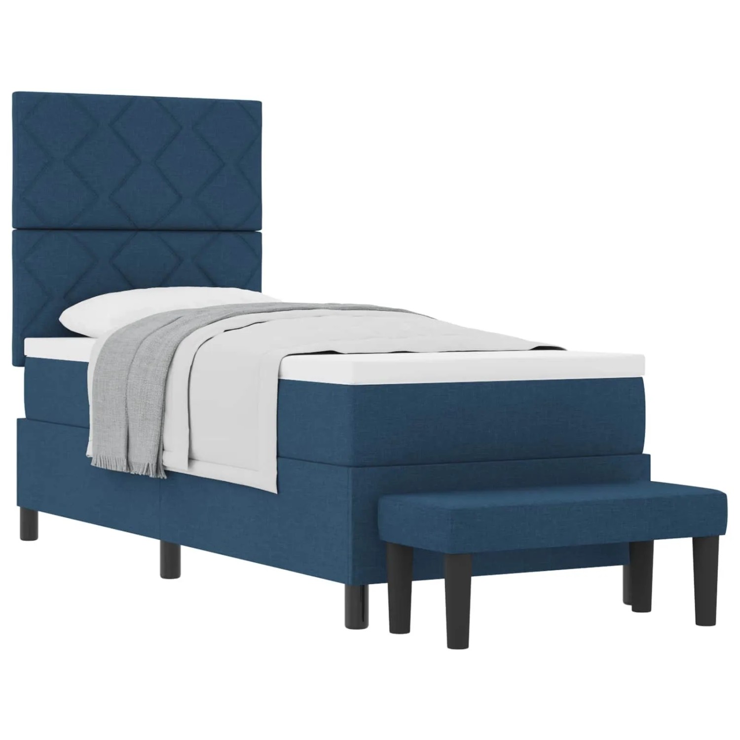 vidaXL Boxspringbett mit Matratze mit Kopfteil Blau 80 x 200 cm Stoff 3344106