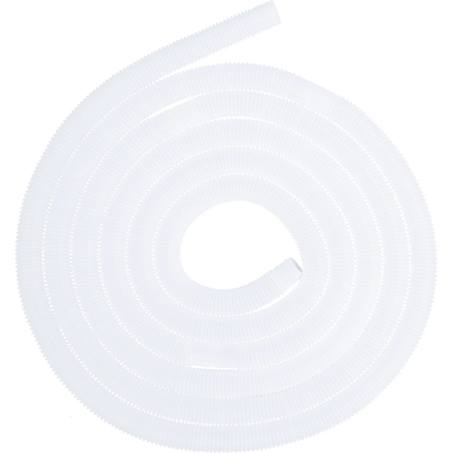 Weißer Schlauch (600 cm) für Bestway AquaPristine Poolsauger, aufgerollt.