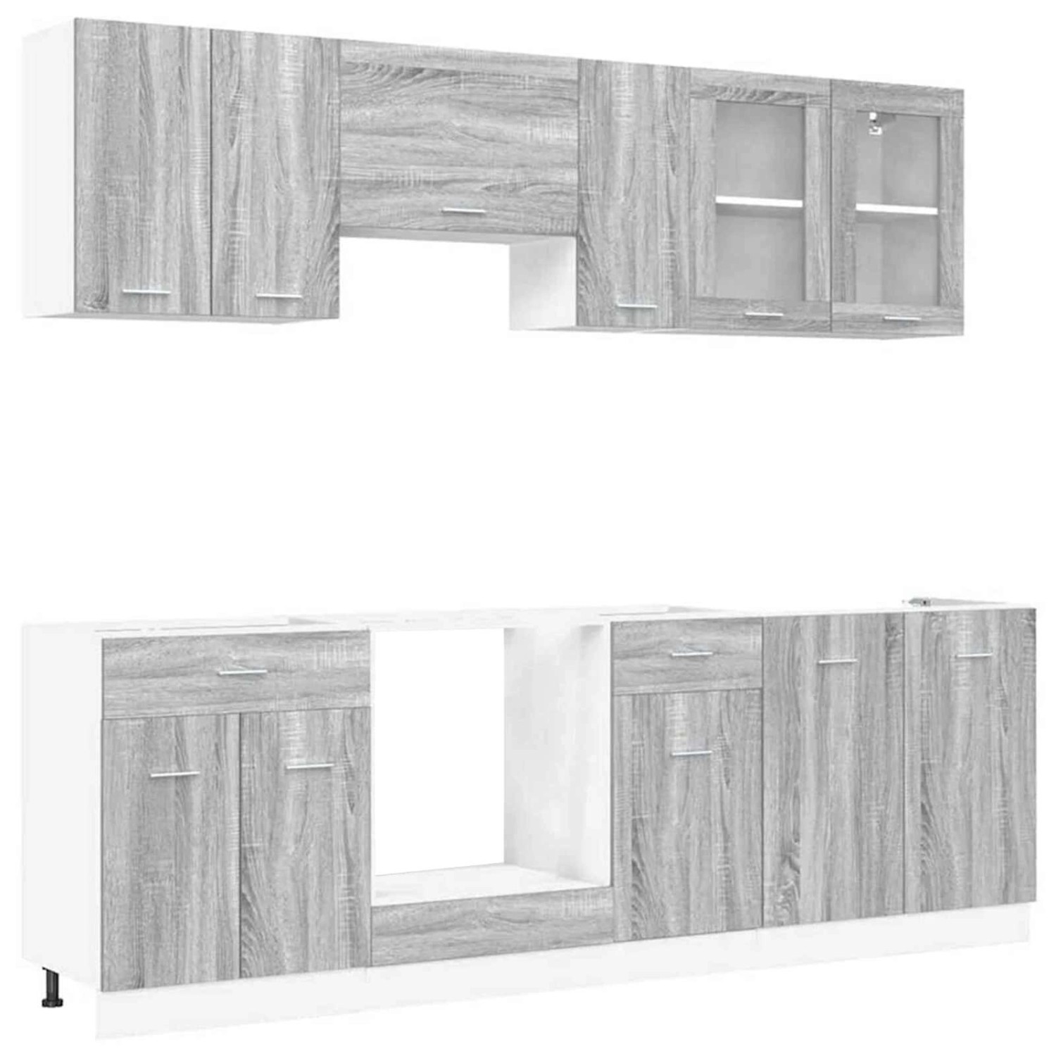 vidaXL Küchenschrank-Set Lyon 8-Tlg Graues Sonoma 240 x 46 x 81,5 cm 338834 günstig online kaufen