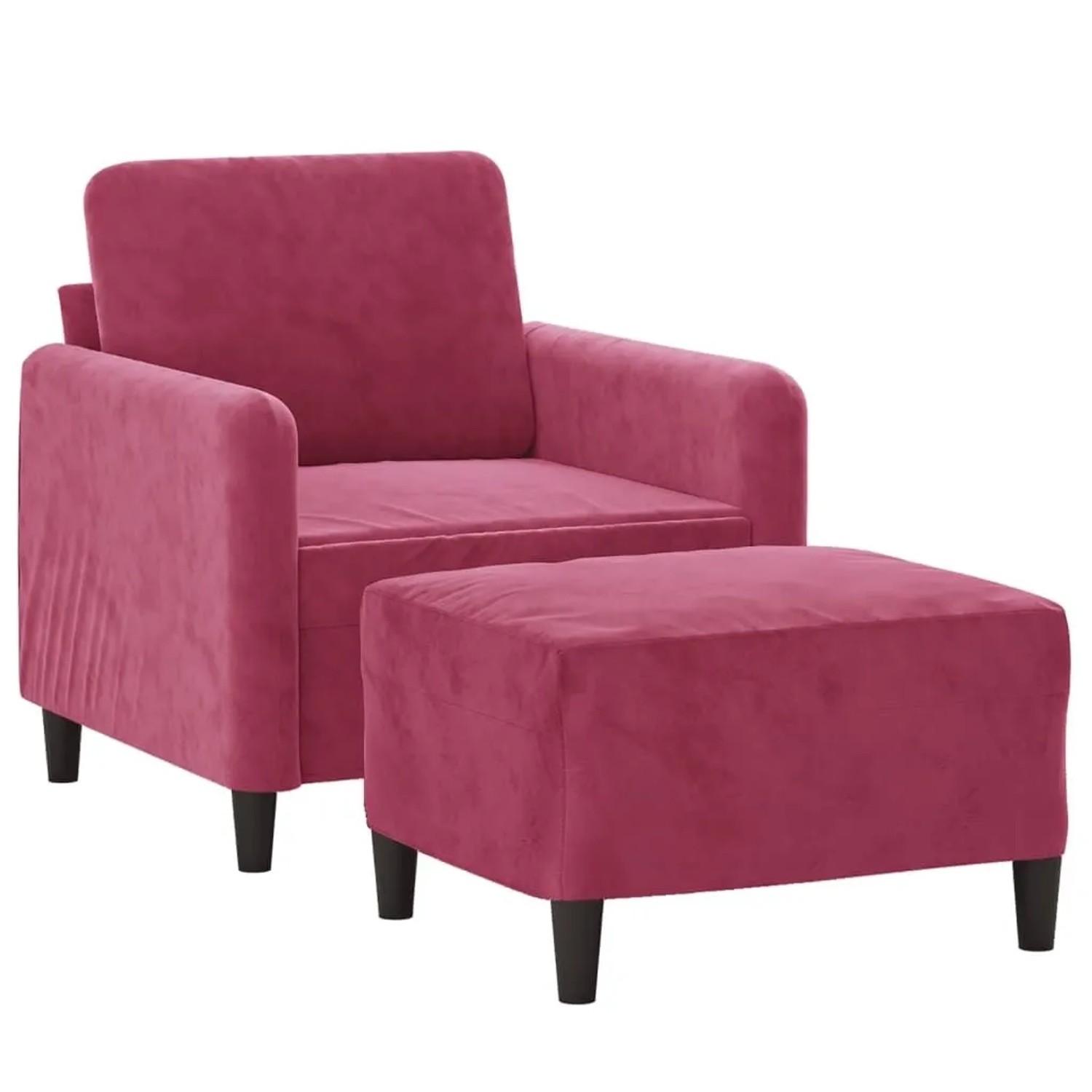 vidaXL Sessel mit Hocker Weinrot 60 cm Samt 3201168