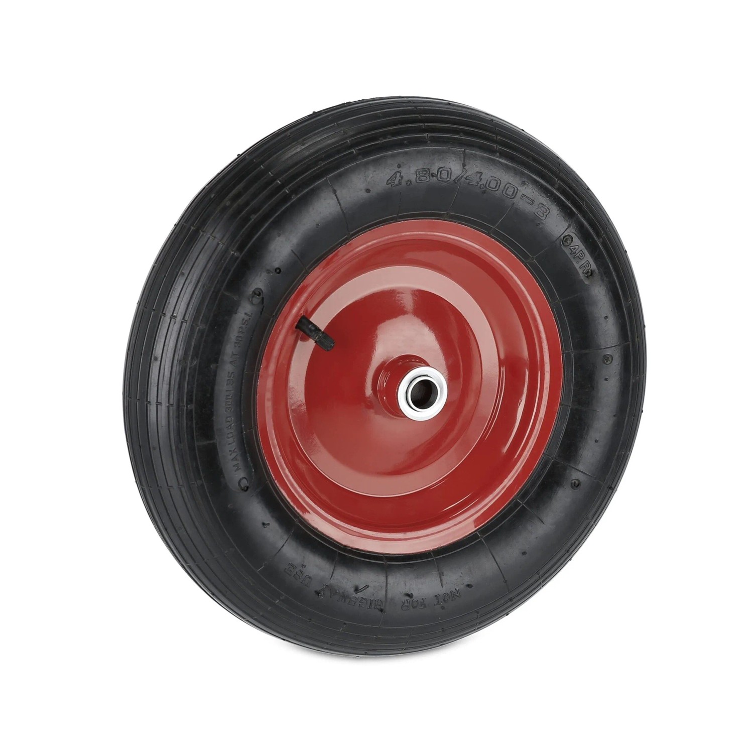 Relaxdays Schubkarrenrad 4.80 4.00-8 Gummi Stahl Schwarz Rot Luftbereift Kugellager 39 cm x 9 cm 2,4 kg