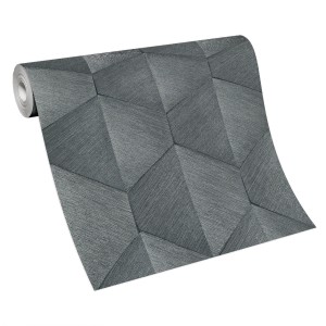 Graue Guido Maria Kretschmer Vliestapete Prisma mit 3D-Effekt, gerollt.