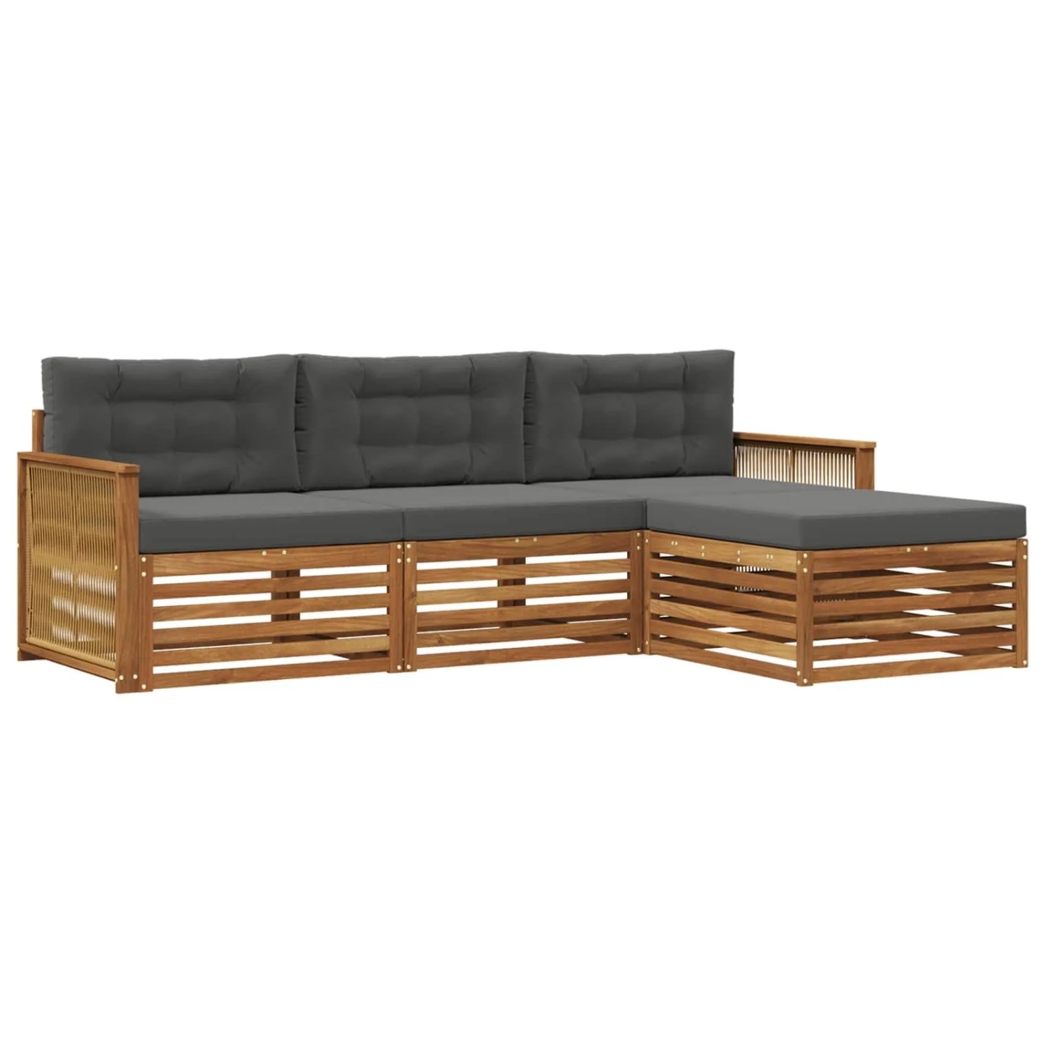 vidaXL Outdoor-Sofagarnitur Natur und Anthrazit 249 x 162,5 x 73 cm 3383210
