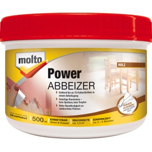 Molto Power Abbeizer Gel, 500ml Dose mit rotem Deckel. Kraftlöser zum Entfernen alter Farbschichten.