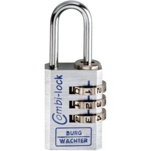 Burg Wächter Zahlen-Vorhangschloss Combi Lock 90 30 Chromo SB mit 3 Zahlenrollen.