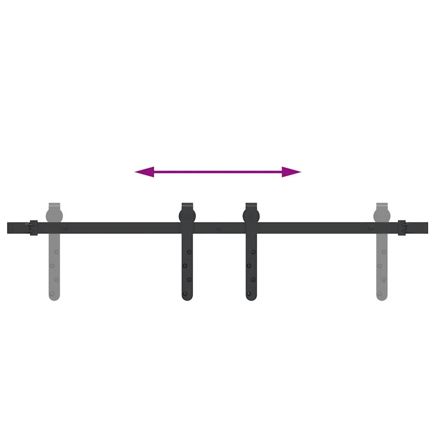 vidaXL Schiebetürbeschlag Set 91cm, Karbonstahl, für Schranktüren. Schwarz.