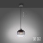 Schwarze Just Light Pendelleuchte Zea, 1-flammig, mit Rauchglas-Schirm und E27 Fassung.