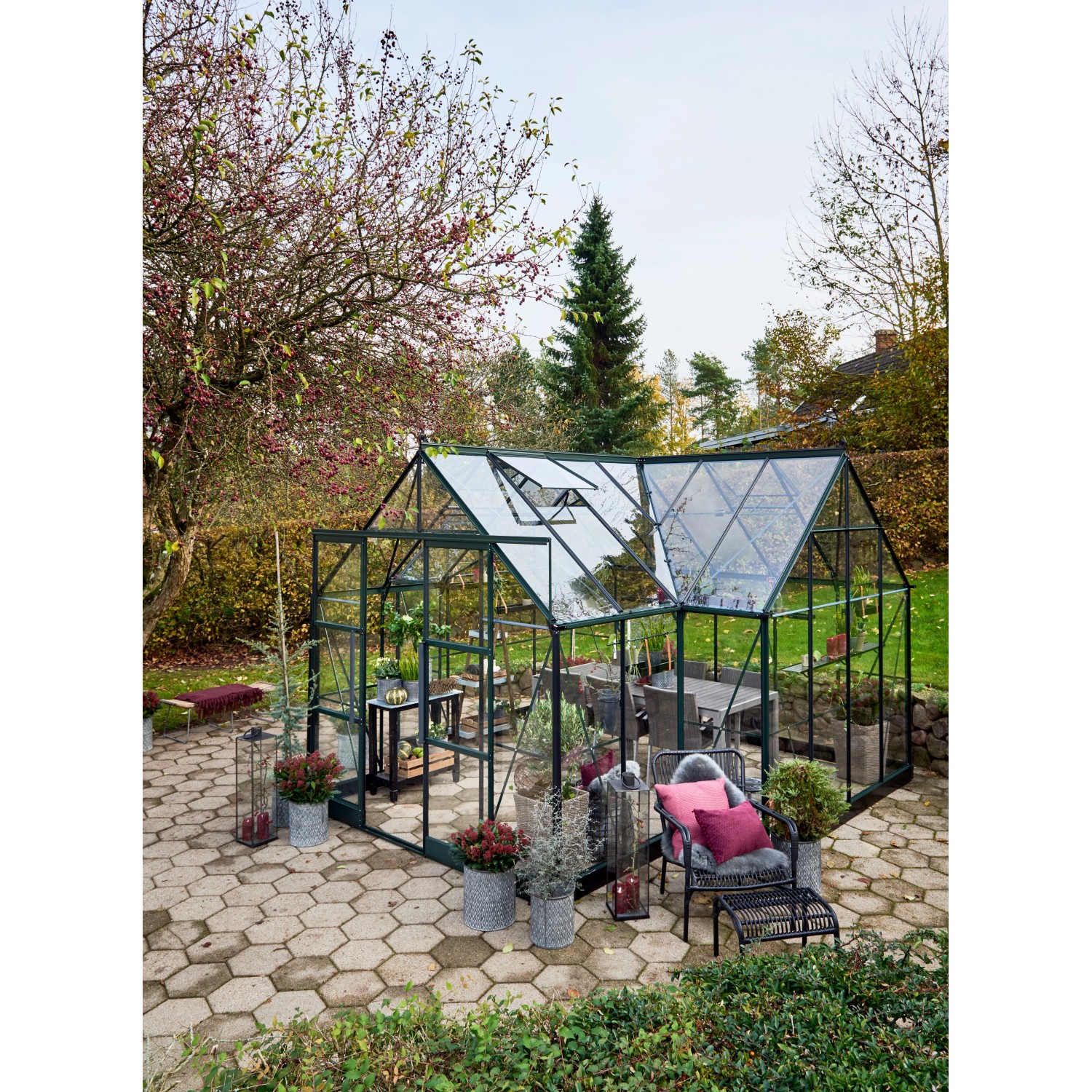 Halls Gewächshaus Garden Room Sicherheitsglas 3 mm Grün 12,9 m²