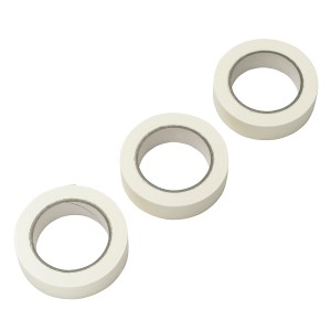 3 Rollen Flachkrepp Klebeband, beige, je 50m x 30mm, für Malerarbeiten.