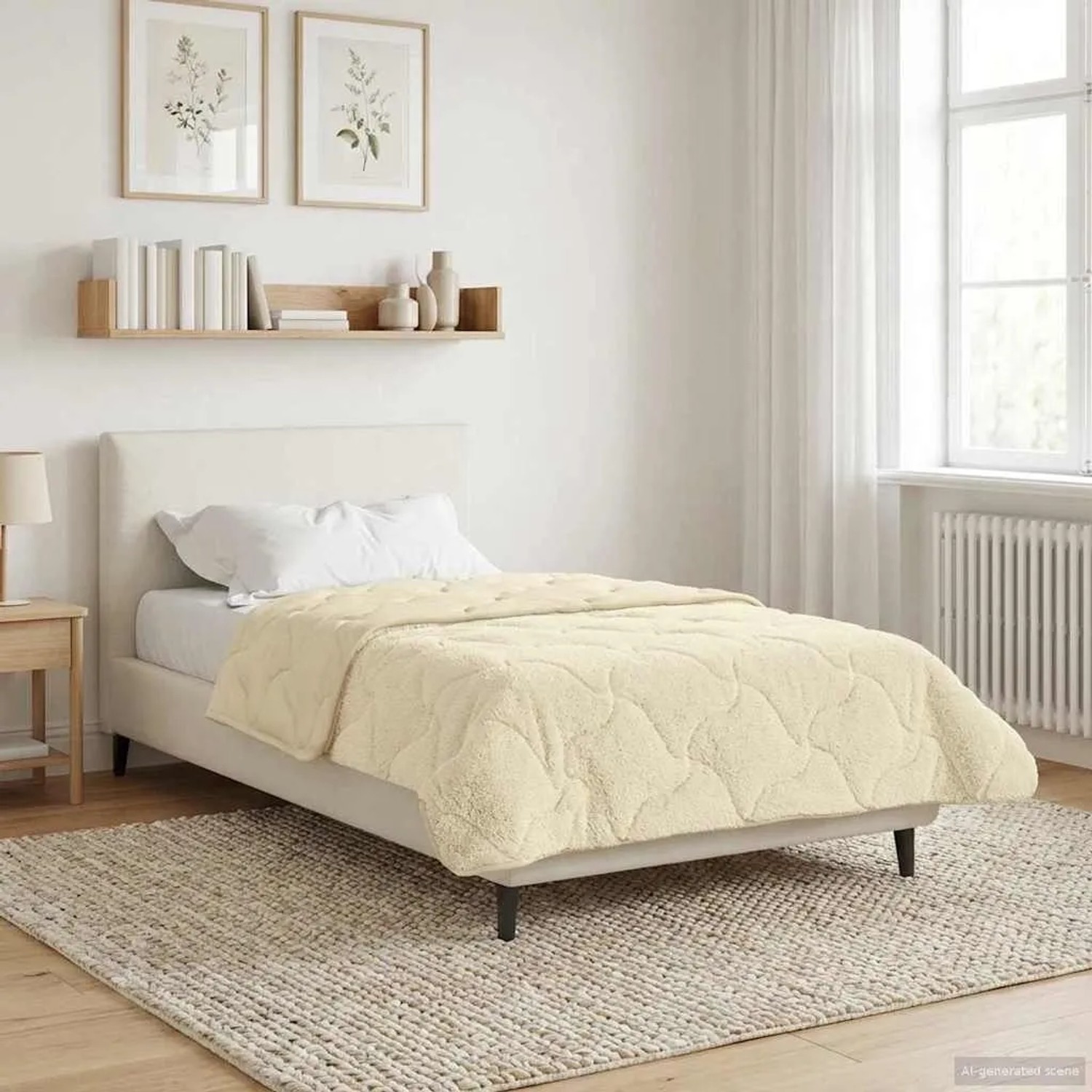 vidaXL Winterbettdecke Creme 155 x 200 cm Mikrofaser und Teddy-Fleece 42026363_4