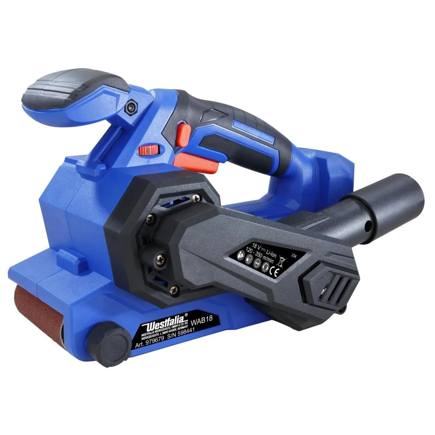 Westfalia Bandschleifer WABS18 18 V Kunststoff Blau ohne Akku und LadegerÄT