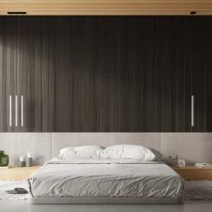 Sollux Pastelo 3P Pendelleuchte aus Beton, graue Hängelampe im modernen Schlafzimmer.