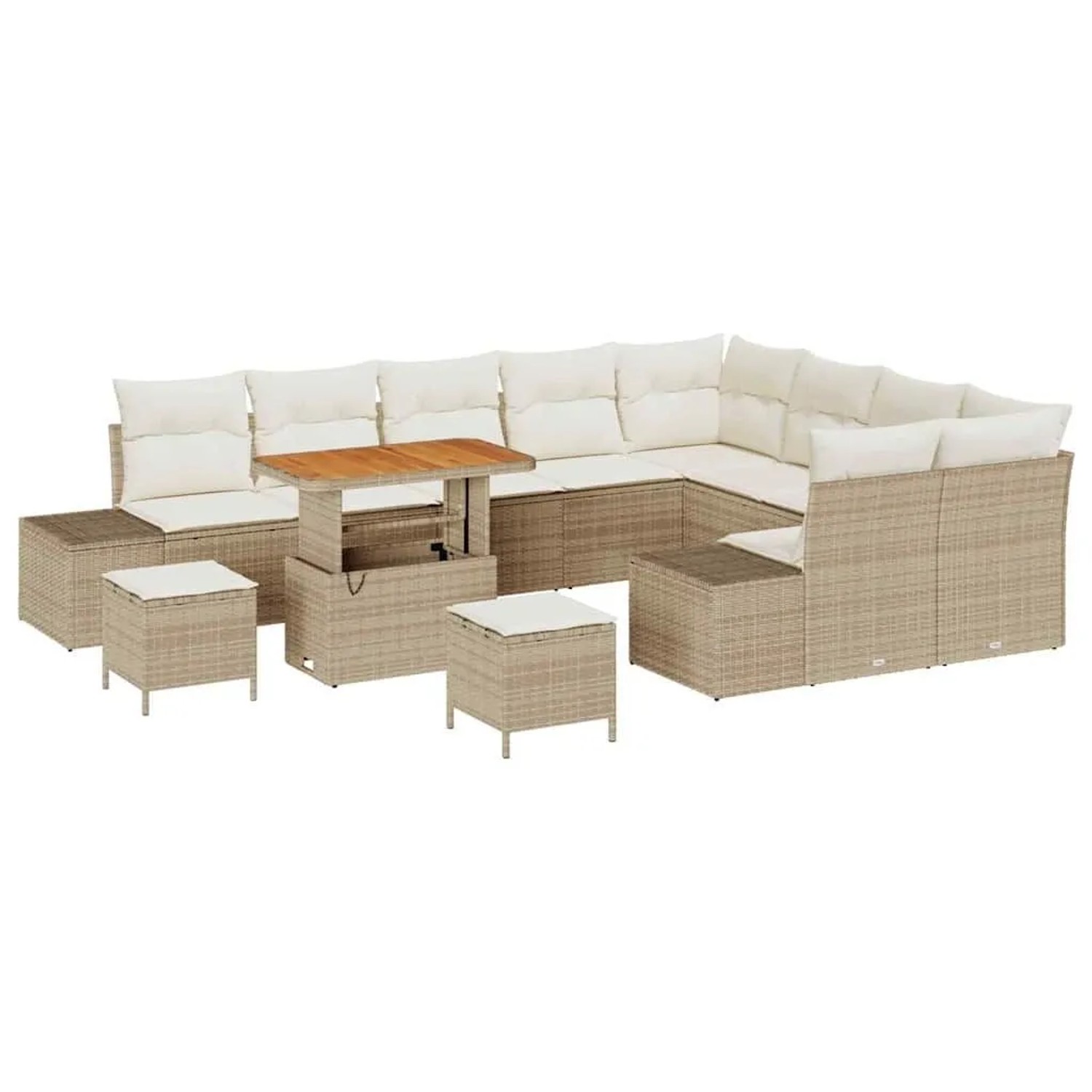 vidaXL Gartensofa-Set mit Kissen mit Speicher 12 Stk Beige Poly Rattan 3364 günstig online kaufen