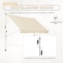 Beige Klemmmarkise 150cm mit Handkurbel für Balkon und Terrasse.