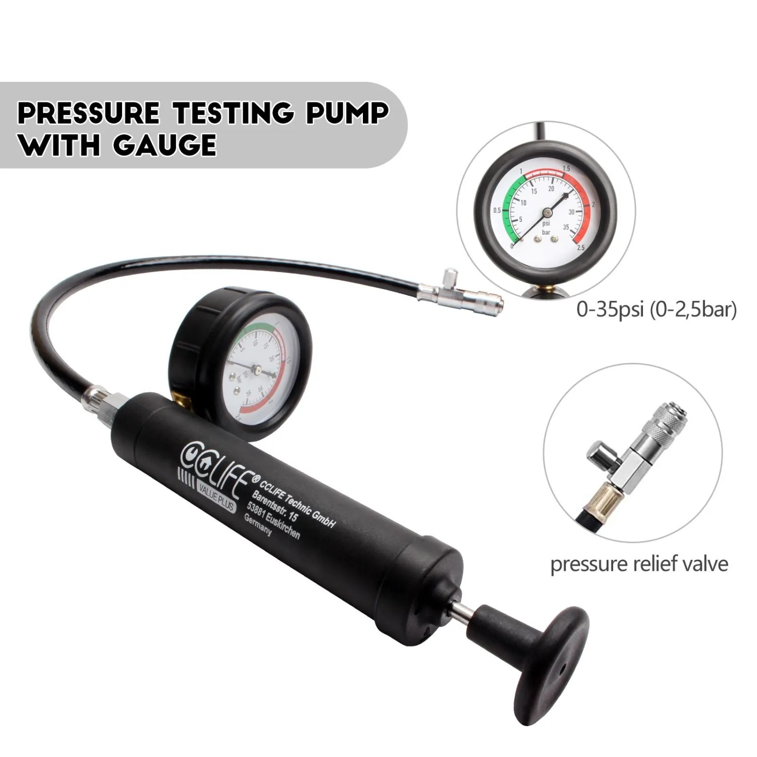 CCLIFE 28tlg Kühlsystem Tester Abdrückgerät Befüllgerät Kühler Lecksucher_6